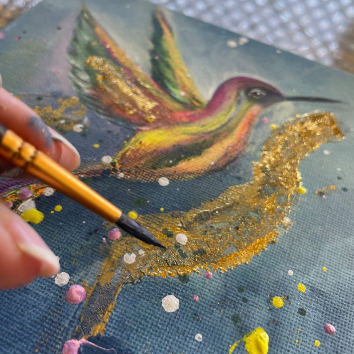 Detaljert maleri av kolibri i Limeriet